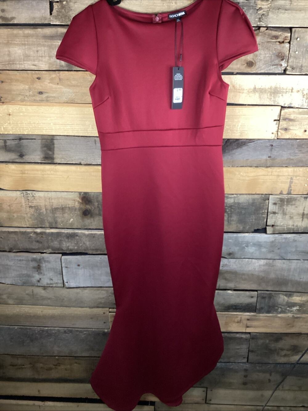 Fashion Nova Adelaide Short Sleeve Midi Dress Burgundy Size XL